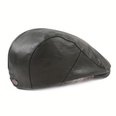 Winter PU Leather Beret Hat Women Men Wedding Party Newsboy Hat