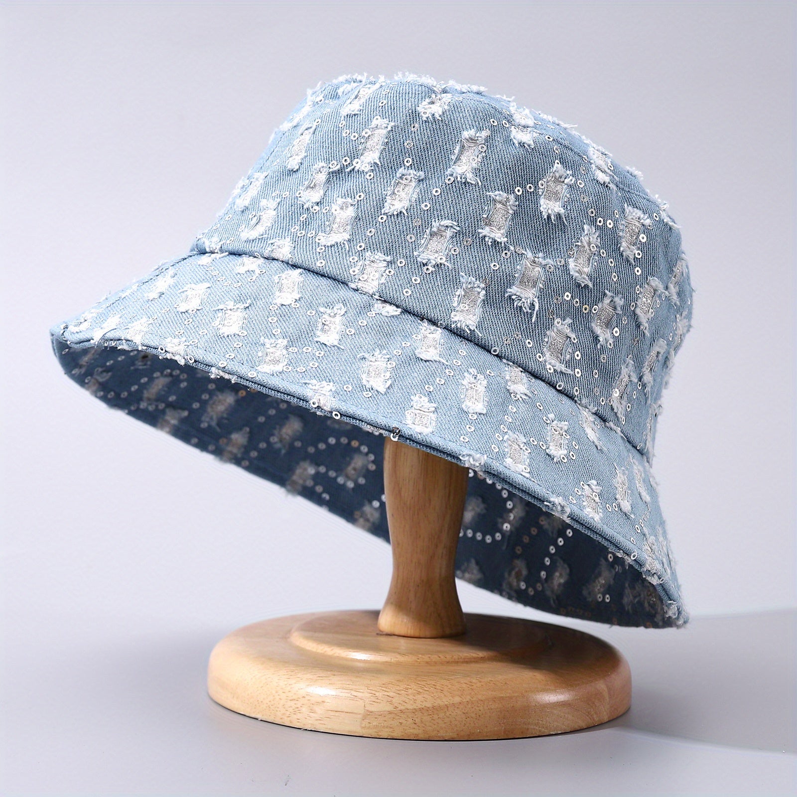 Sequin Decor Bucket Hat Lightweight Beach Basin Hat Unisex Hip Hop