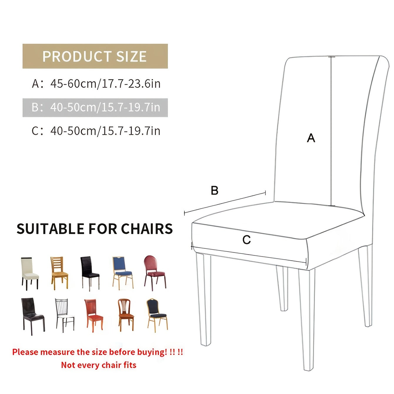 Printed Stretch Chair Cover Washable Set for Dining Room Sofa