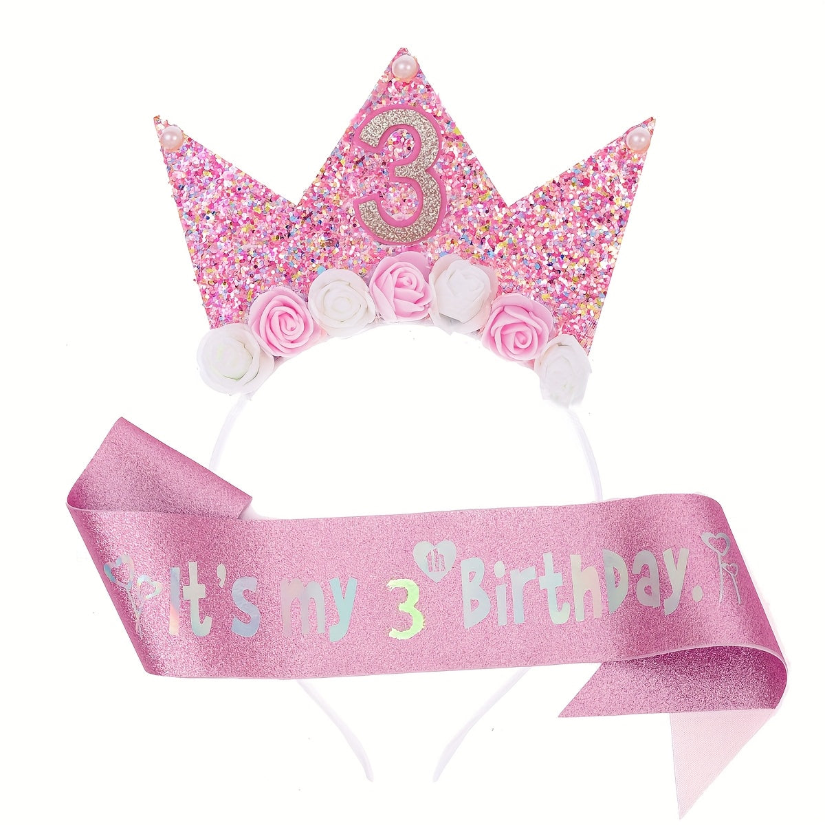 2pcs Flower Headband & Shoulder Strap Set for Party Wear