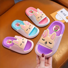 JIAGEYA Cartoon Slippers Girls Lightweight Open-Toe Non-Slip Indoor Shower Pool