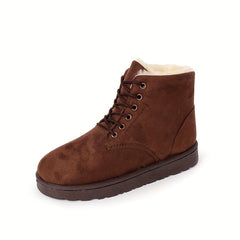 Women's Warm Fleece Ankle Snow Boots Winter Thermal Lace Up Non Slip Boots