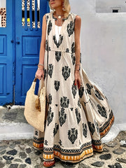  Geometric Print Cut Out Tie Front Mock Neck Dress