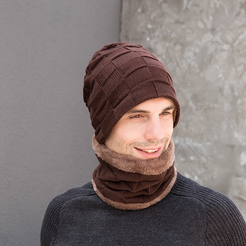 Winter Hats And Scarves Plus Velvet Knitted Mens And Womens Outdoor Warm Caps