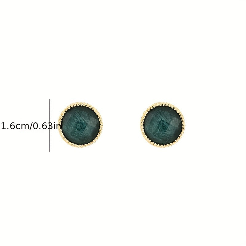 Round Grey Stud Earrings Minimalist Style Alloy Jewelry Versatile Gift