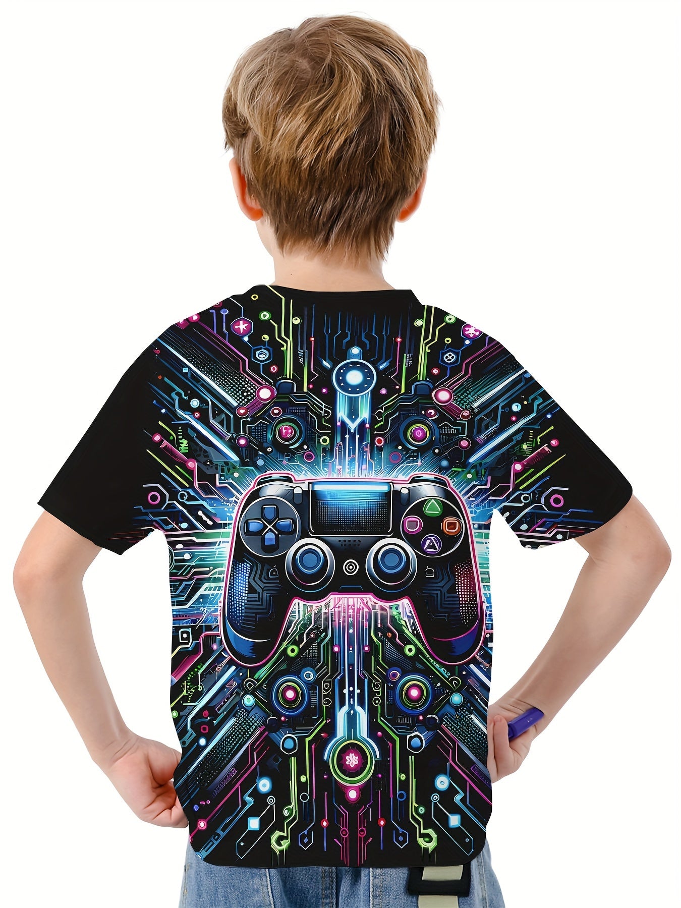 Game Controller 3D Print Boy's Casual Tee Short Sleeve