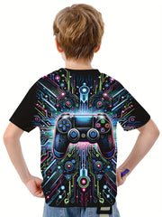 Game Controller 3D Print Boy's Casual Tee Short Sleeve