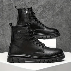 Men's Lace-up Ankle Boots Zipper Casual Walking Shoes