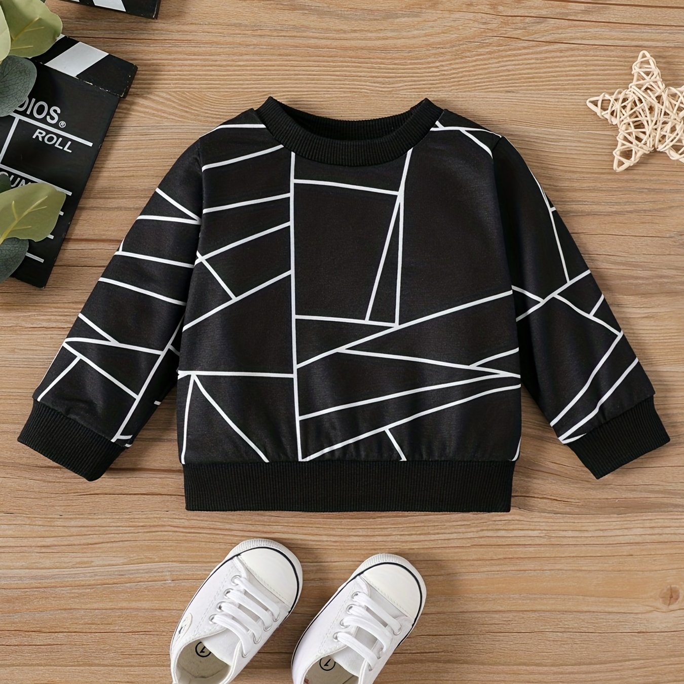 Geo Print Pullover Top Baby Sweatshirt