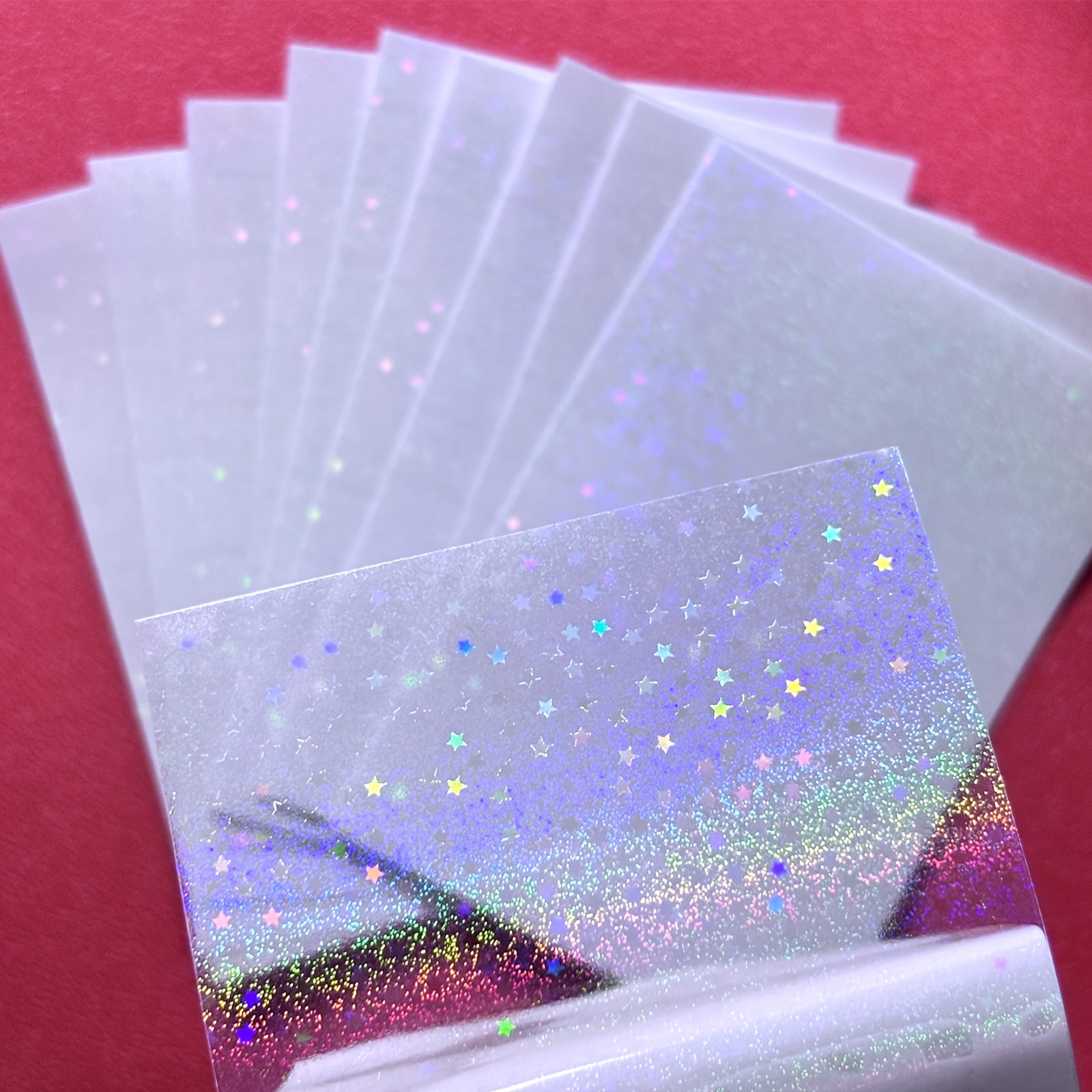 50 Sheets Sand Star Holographic Sticker Sheets - Self Adhesive Vinyl Sti