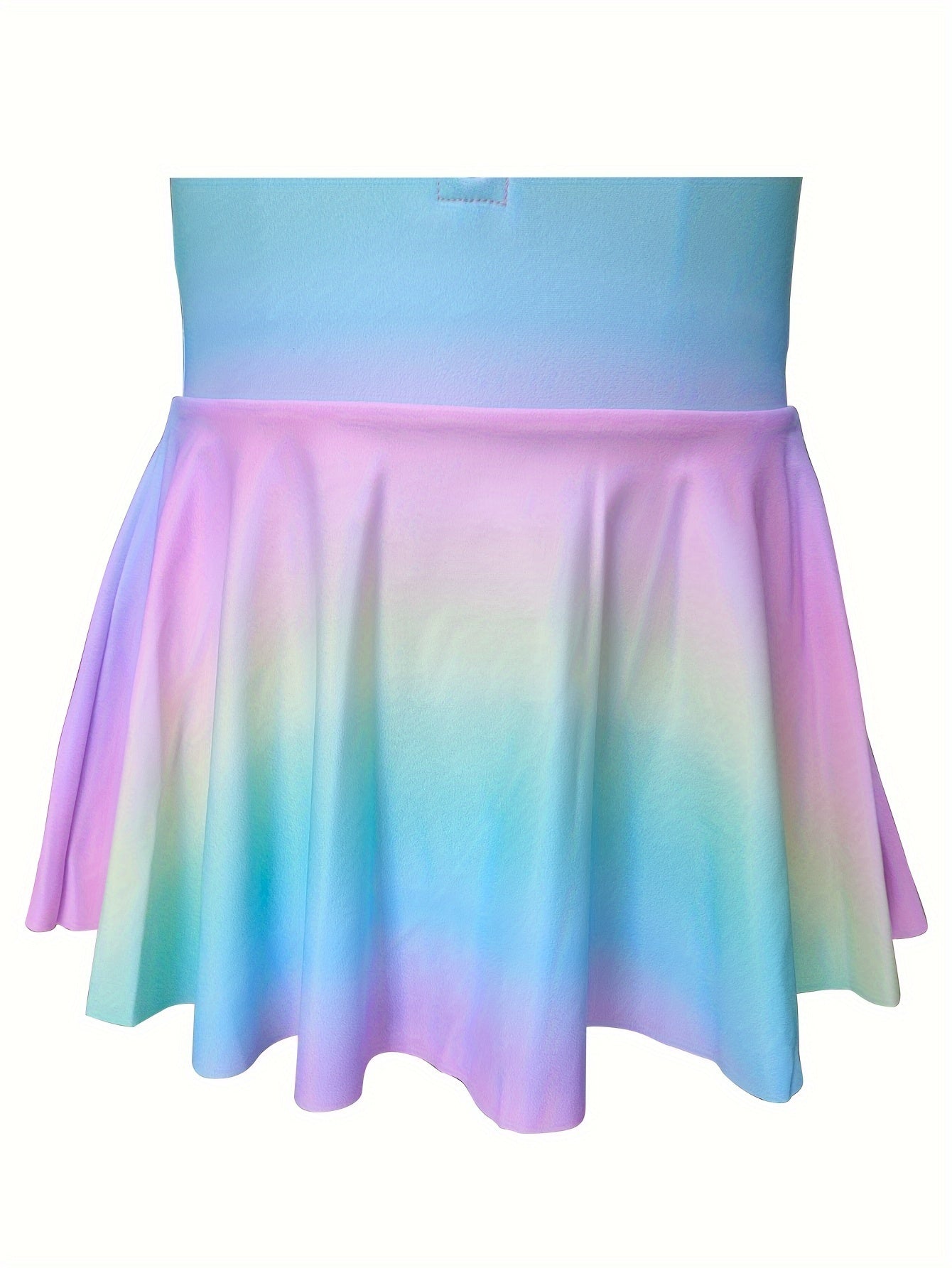 Girls Gradient Short Sleeve Half Zip Swimwear Comfy Bathing Suit