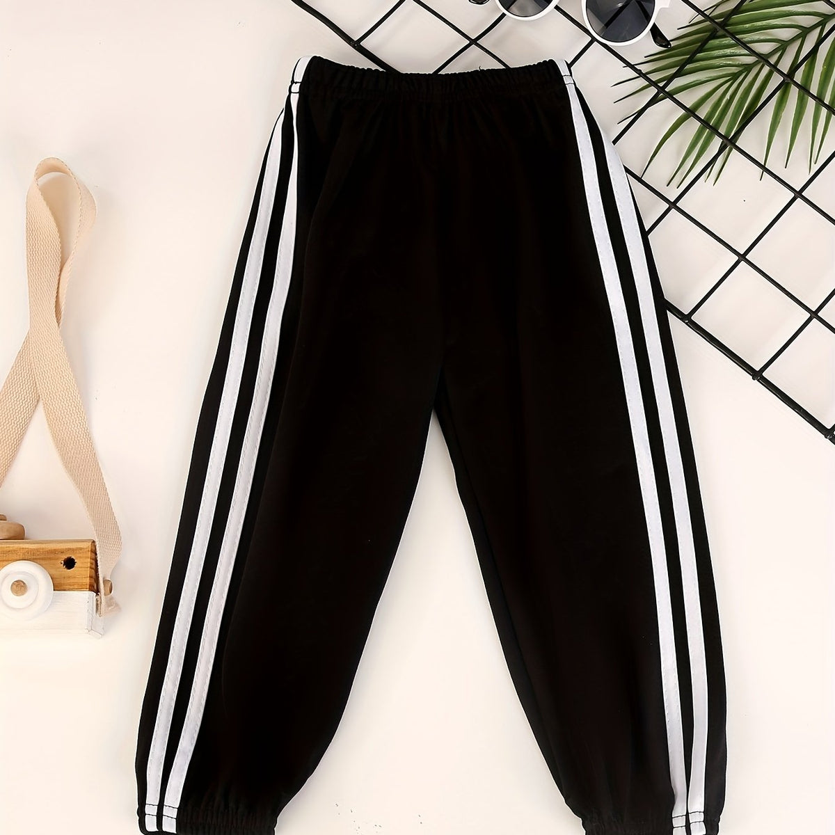 Boys Contrast Tape Sweatpants Thin Jogger Pants