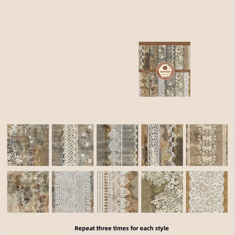 30pcs Paper Lace Museum Series Ledger DIY Decoration Primer