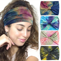 Tie Dye Wide Brim Head Band Elastic Headband Sweet Ladies Headscarf