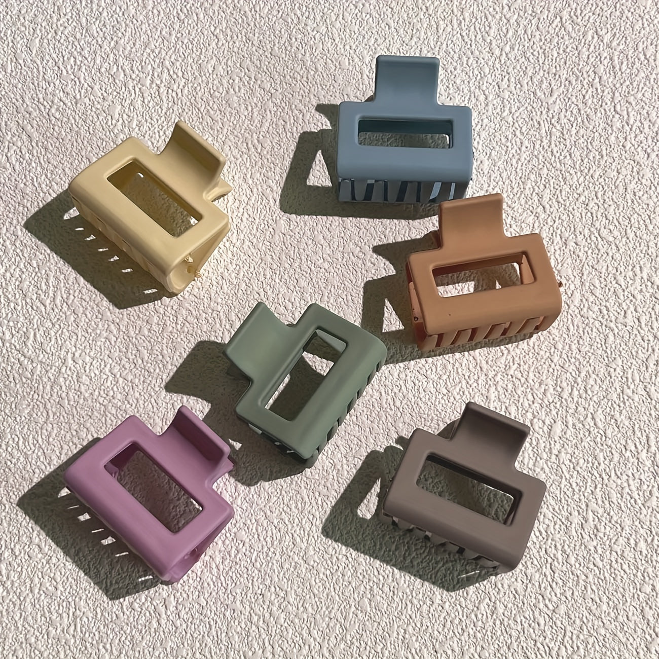 6pcs Small Hair Claw Frosted Rectangle Hair Claw For Thin And Thick Hair
