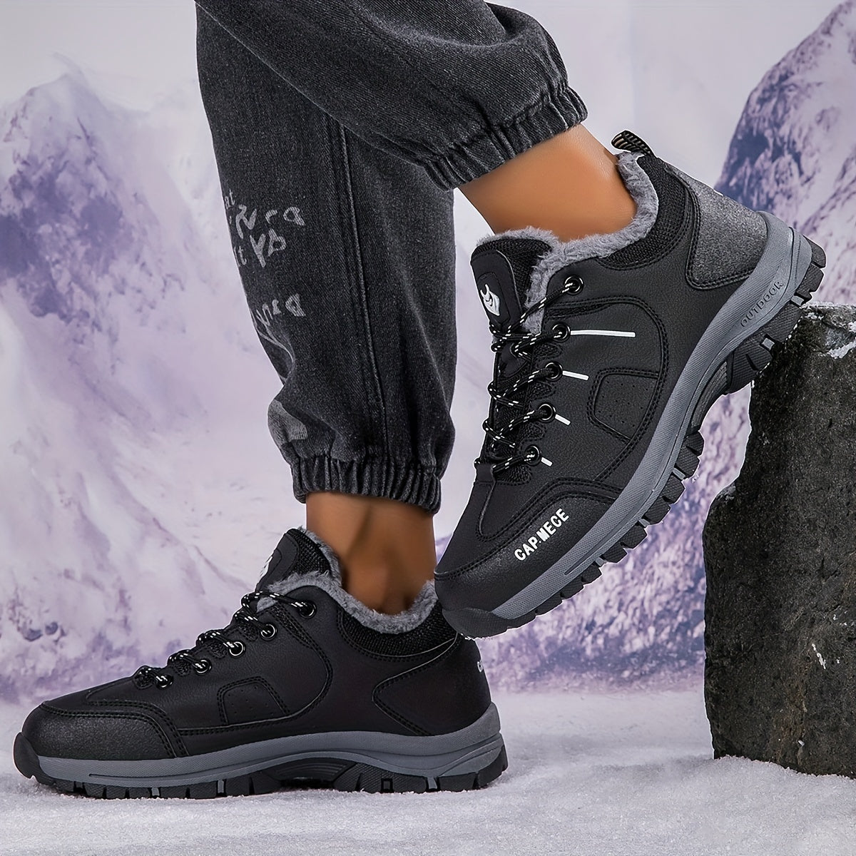 Plush Lined Furry Snow Boots Non Slip Snow Shoes