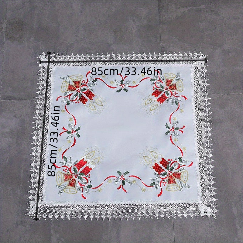 Polyester Christmas Table Runner Red Bell Printed Holiday Decoration