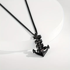 Personalized Stainless Steel Anchor Bar Necklace Custom Lettering Pendant