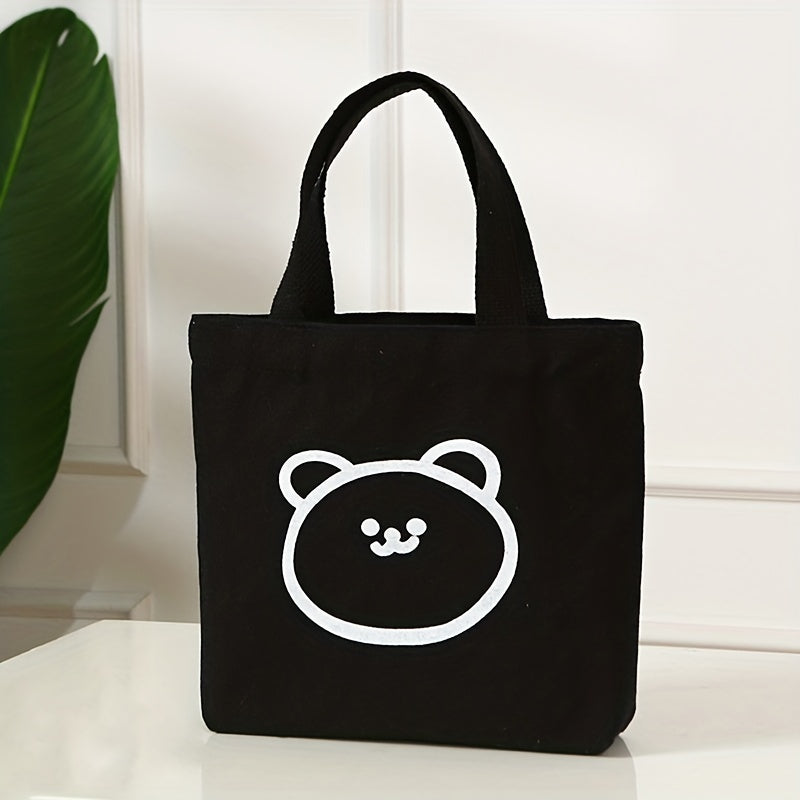 Mini Cartoon Bear Canvas Tote Bag Handbag Bento Tote