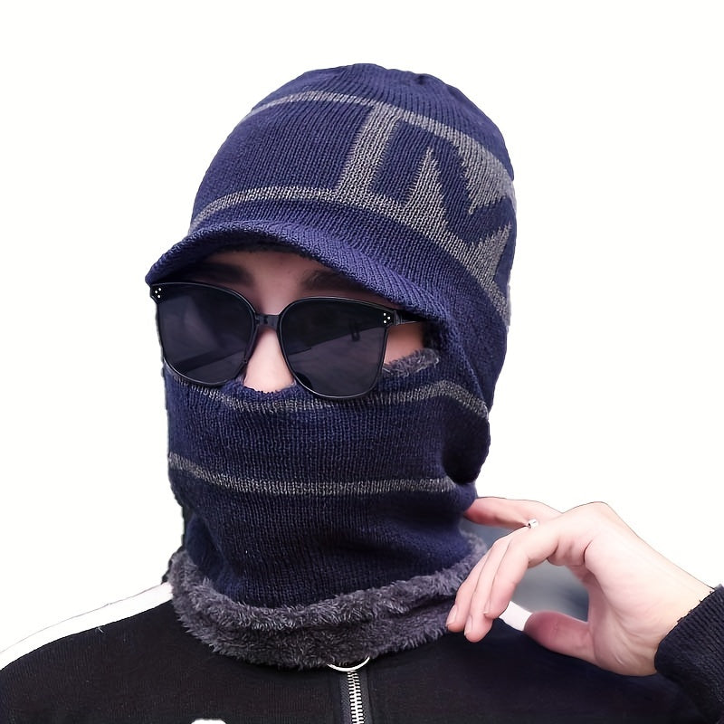 Winter Warm Zipper Knitted Hat Unisex Outdoor Cycling Coldproof Windproof