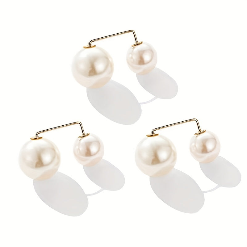 3pcs Faux Pearl Waist Pin Scarf Hijab Clip Set