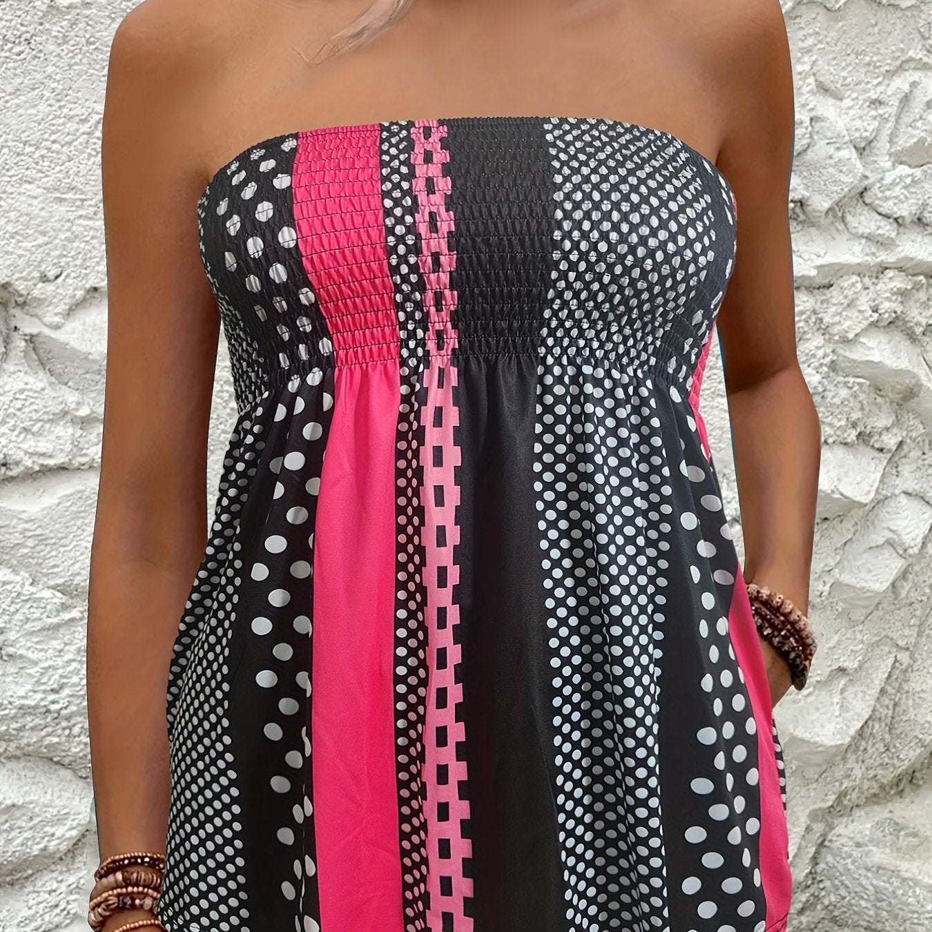 Geometric Colorblock Tube Top Sleeveless Summer Top