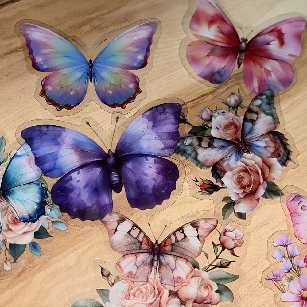 50pcs Butterfly Floral Stickers Self Adhesive Decals for Phone Laptops Journal