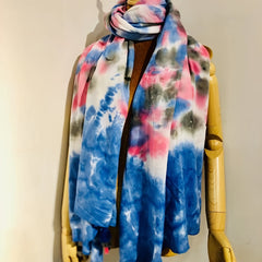 Long Scarf Purple Yellow Cotton Tie Dye Shawl Warm Wrap Windproof