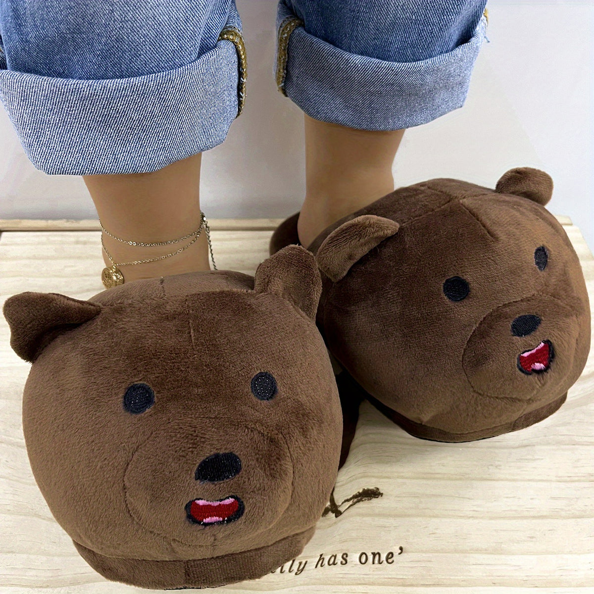 Women's Embroidered Animal Slippers Non-slip Fluffy Slides