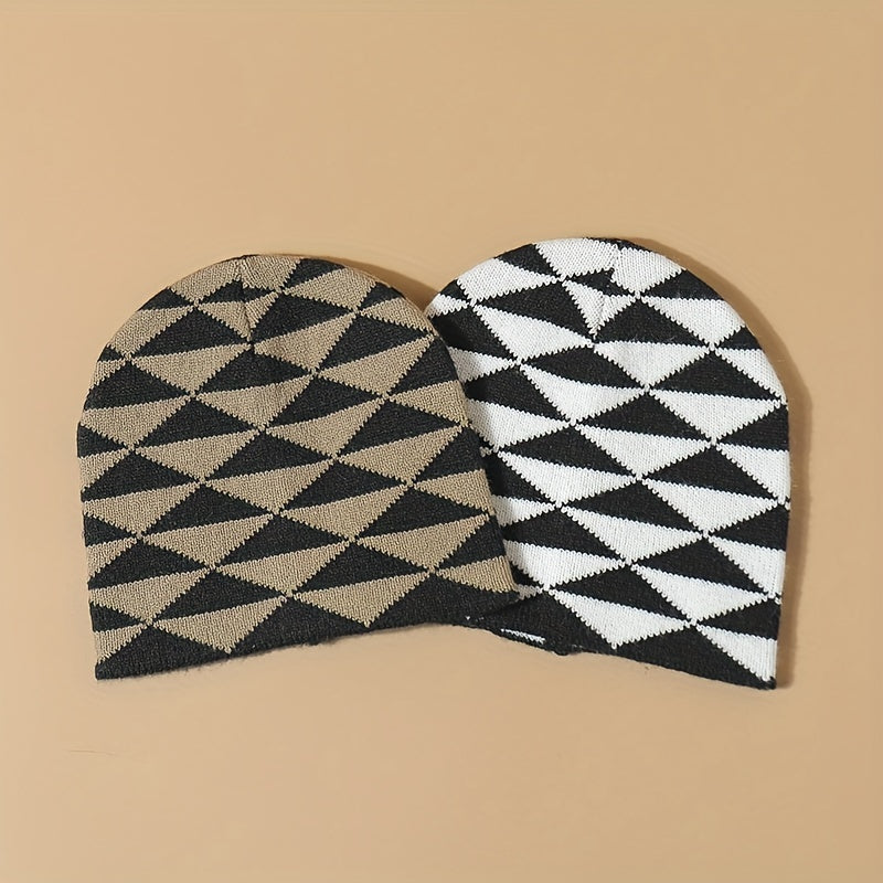 Men's Y2K Rhombus Woolen Knitted Hat