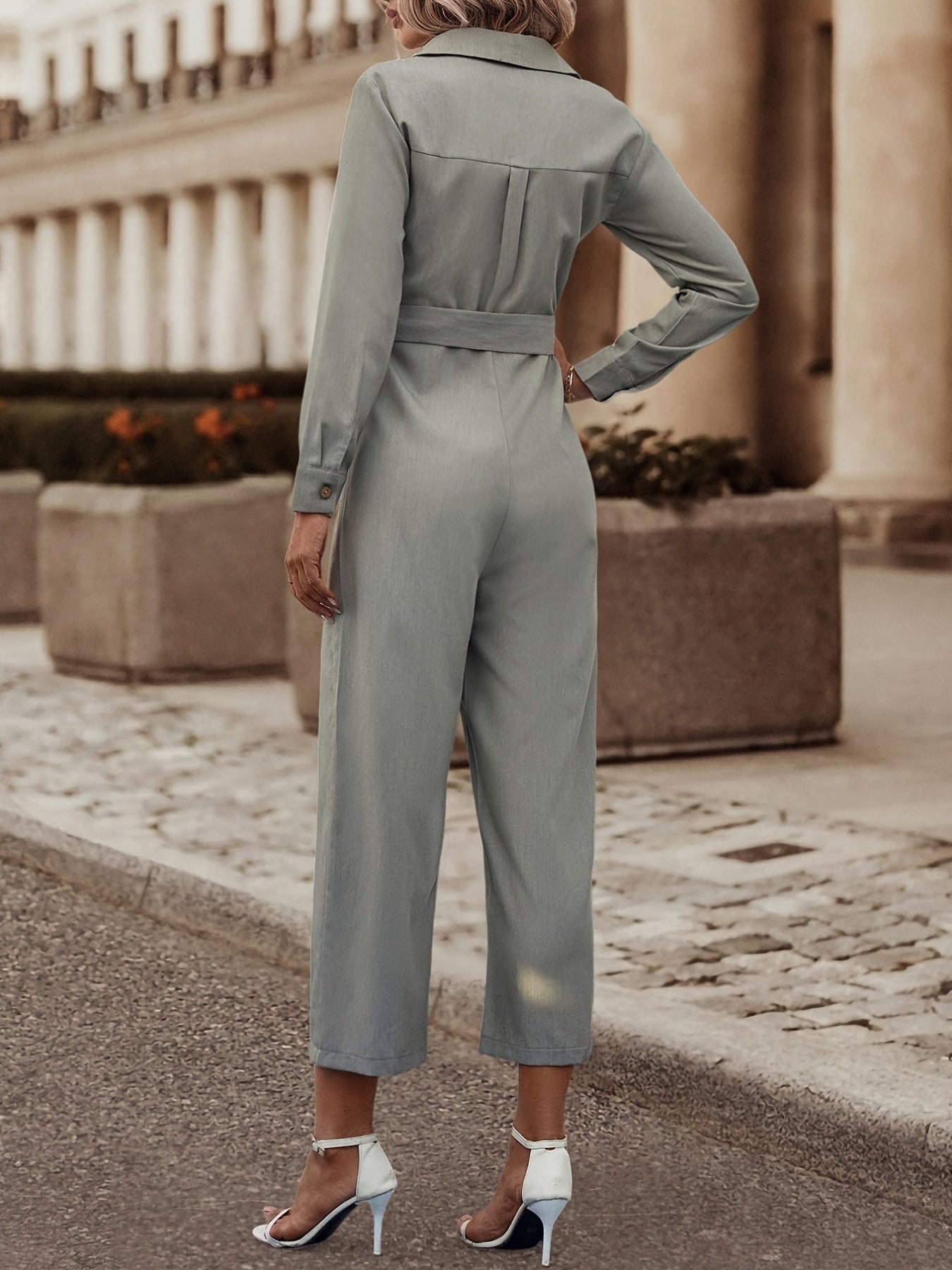 Y2K Belted Cargo Jumpsuit Tunic Long Sleeve Romper