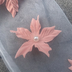 Ivory Wedding Gloves with 3D Orange Petal Embellishments