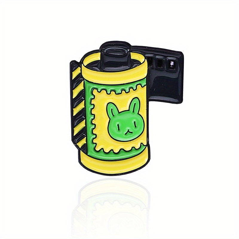 Camera Film Lens Enamel Brooch Cartoon Rabbit Bear Photo Lapel Pin