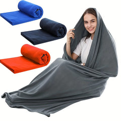 Outdoor Camping Sleeping Bag Double sided Fleece Sleep Blanket With Storage Bag