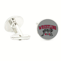 I Love Wrestling 16MM Round Glass Gem Cufflinks For Men Rhodium Plated Alloy