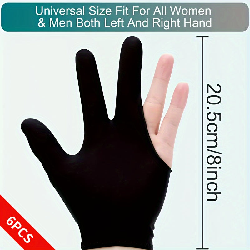 6pcs 3pairs Anti-slip Billiard Gloves for Left and Right Hand