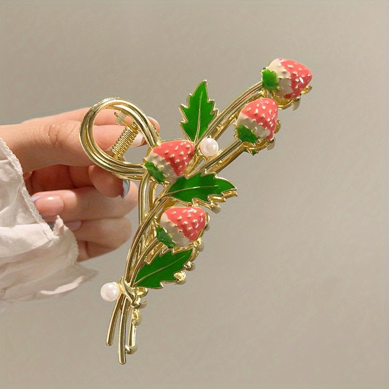 Pink Strawberry Hair Claw Clips Strong Hold Hair Jaw Clips Accessories