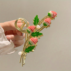 Pink Strawberry Hair Claw Clips Strong Hold Hair Jaw Clips Accessories