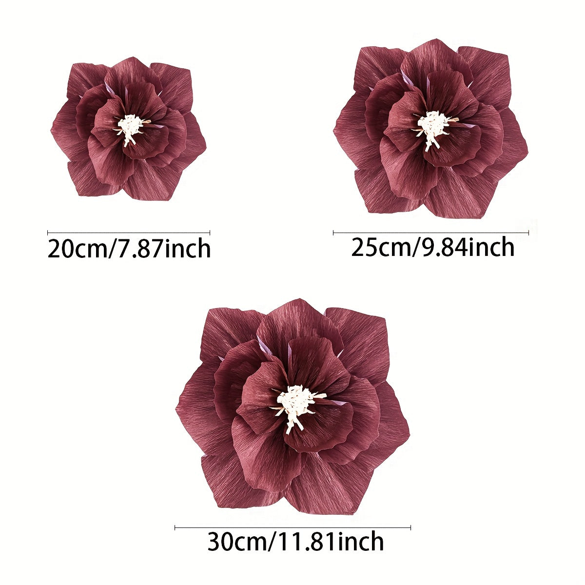 3pcs Wrinkle Paper Flowers Wedding Room Decoration