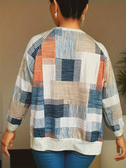  Patchwork Open Front Cardigan