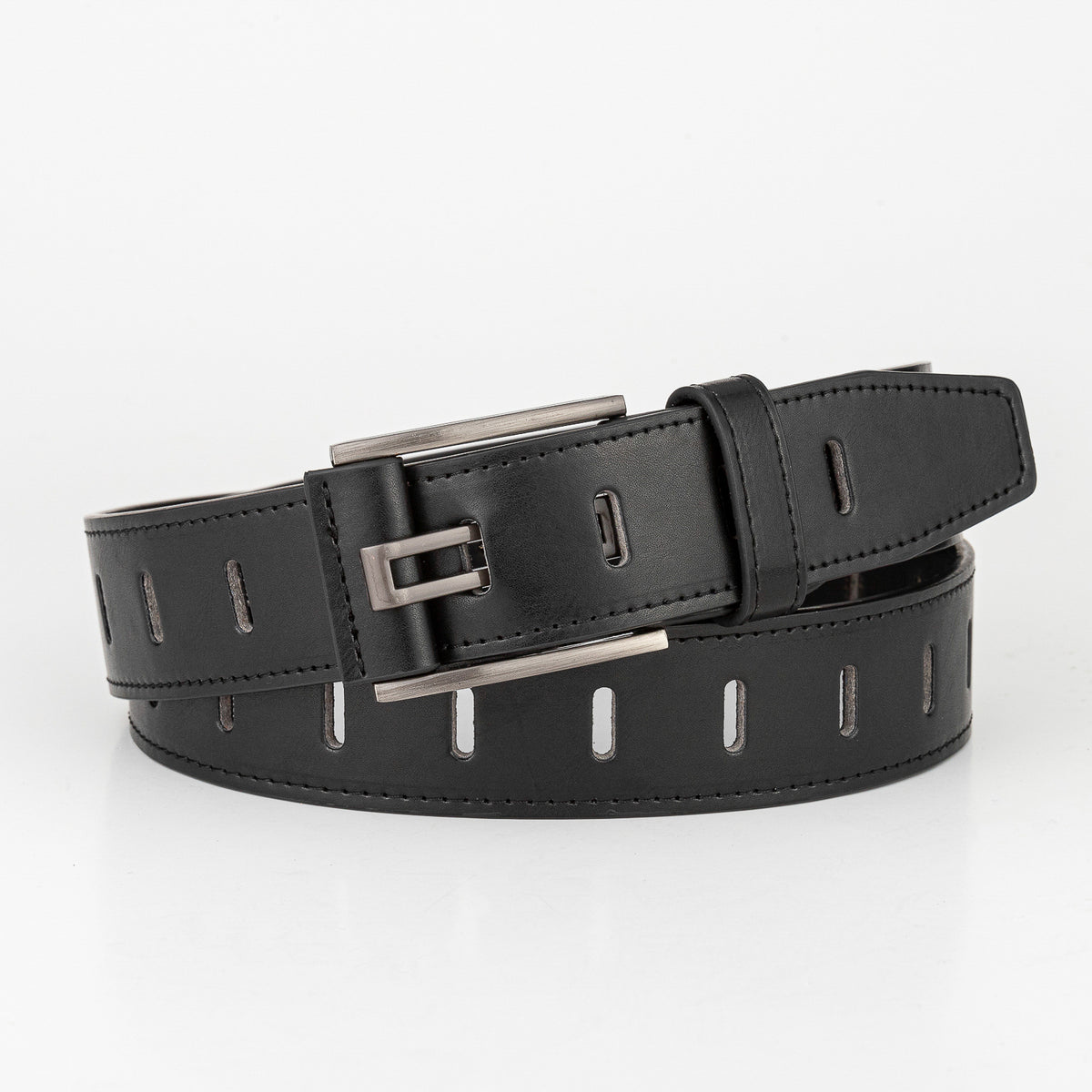 Casual Men's PU Leather Belt with Wide Stitch Buckle
