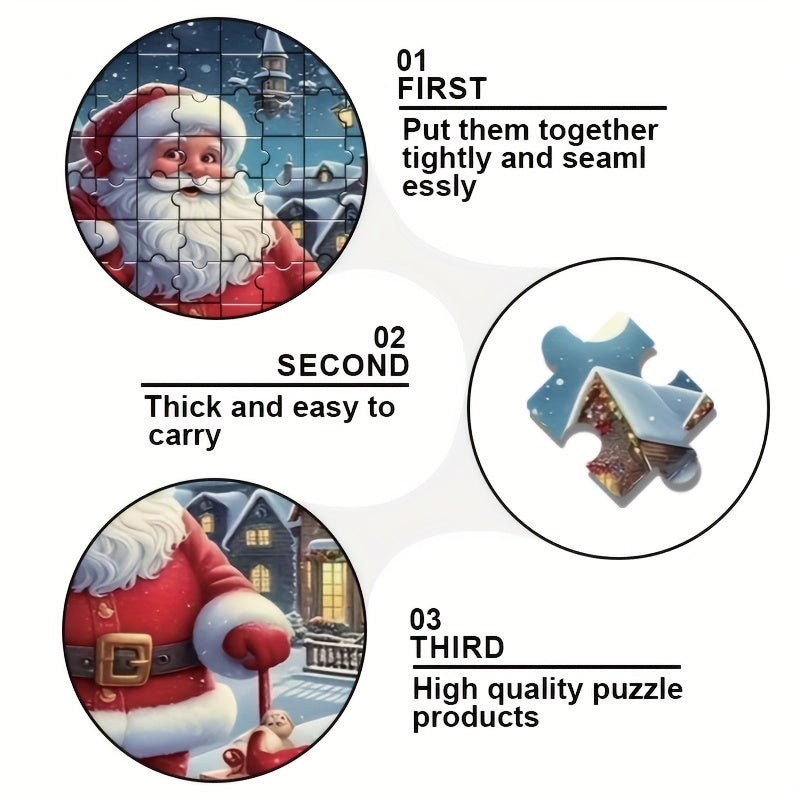 1000pcs Jigsaw Puzzle Santa Claus & Snowy Village Scene for Adults