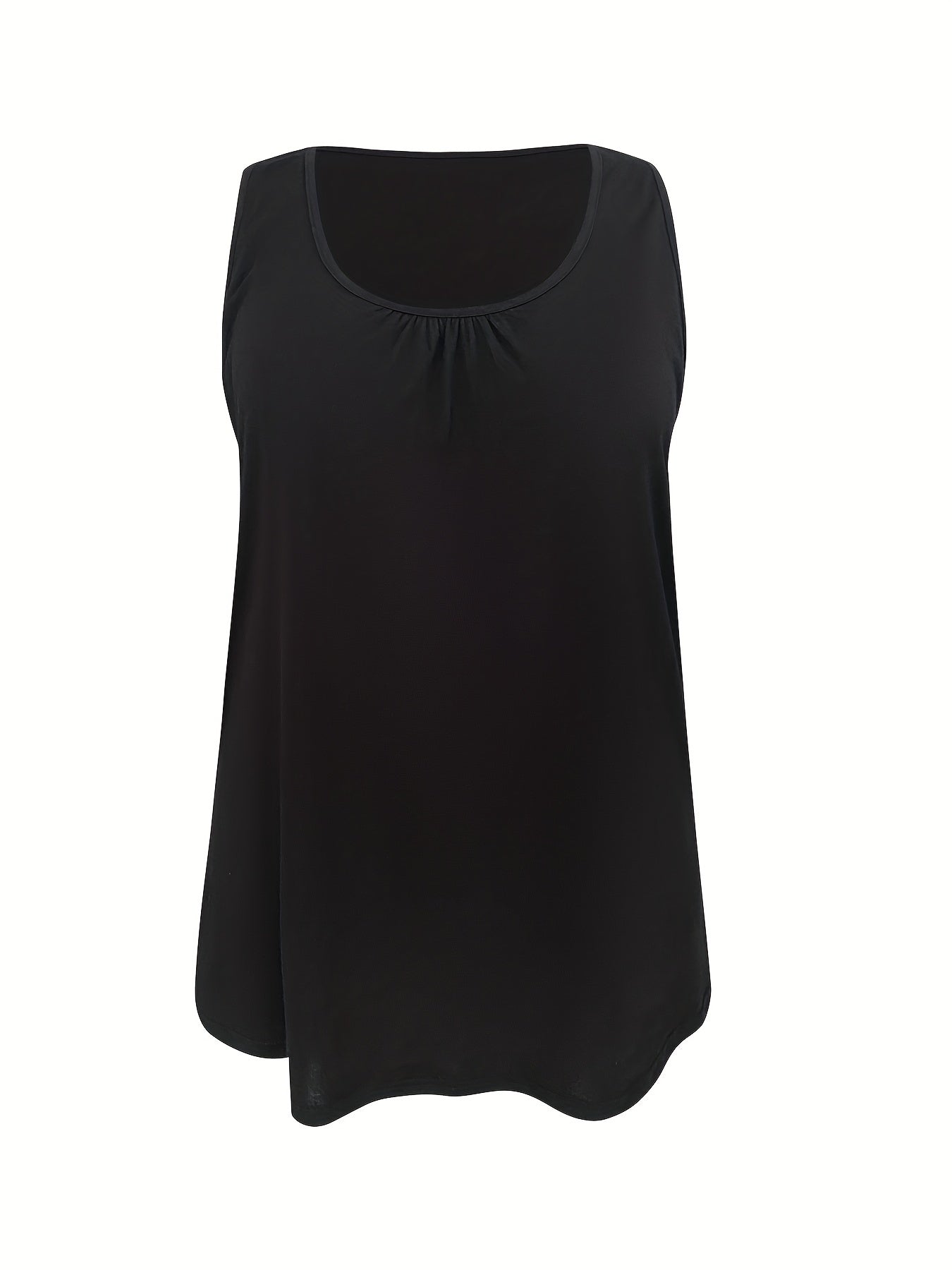 Solid Round Neck Stretch Tank Top