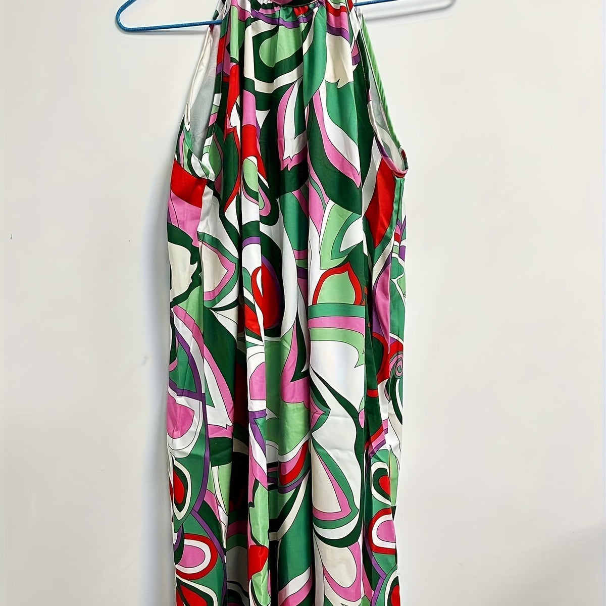 Abstract Print Keyhole Dress Casual Sleeveless Summer Midi Dress