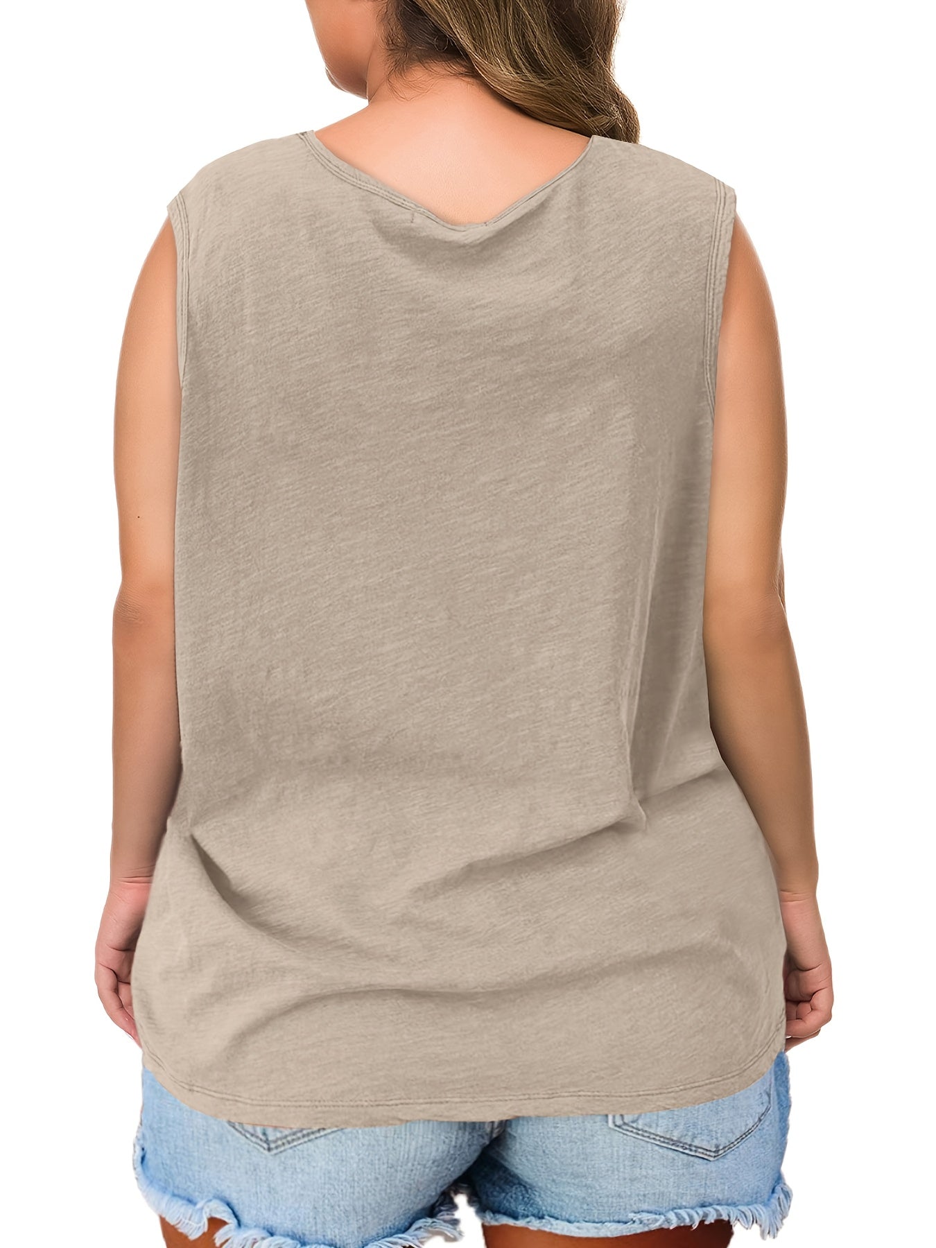  Tank Top Solid Round Neck High Stretch Tank Top With Pockets