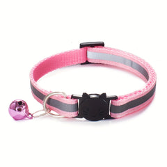 Reflective Pet Collar for Cats and Small Dogs, Safety Buckle, Bell