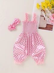 Baby Girls Floral Print Romper Jumpsuit & Headband Set