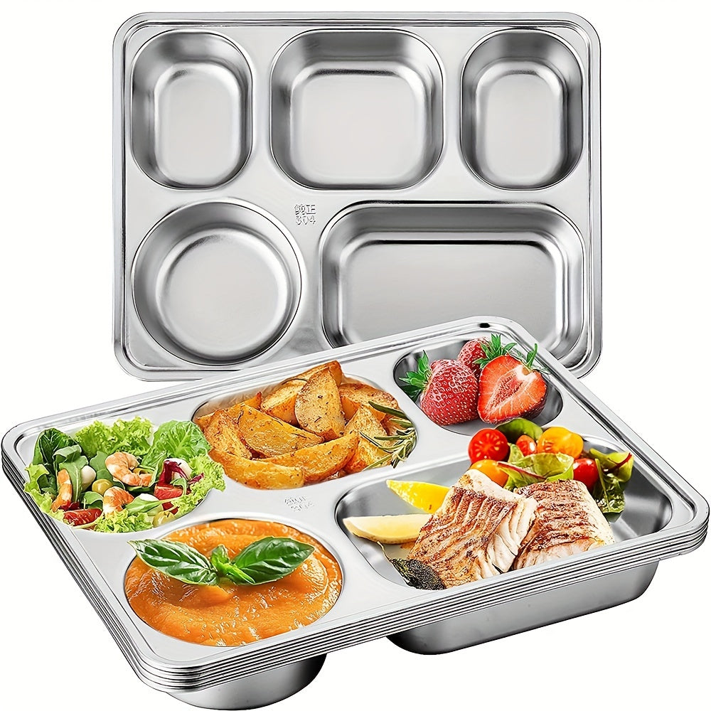 304 Stainless Steel Divided Dining Plate for Camping School Home Durable