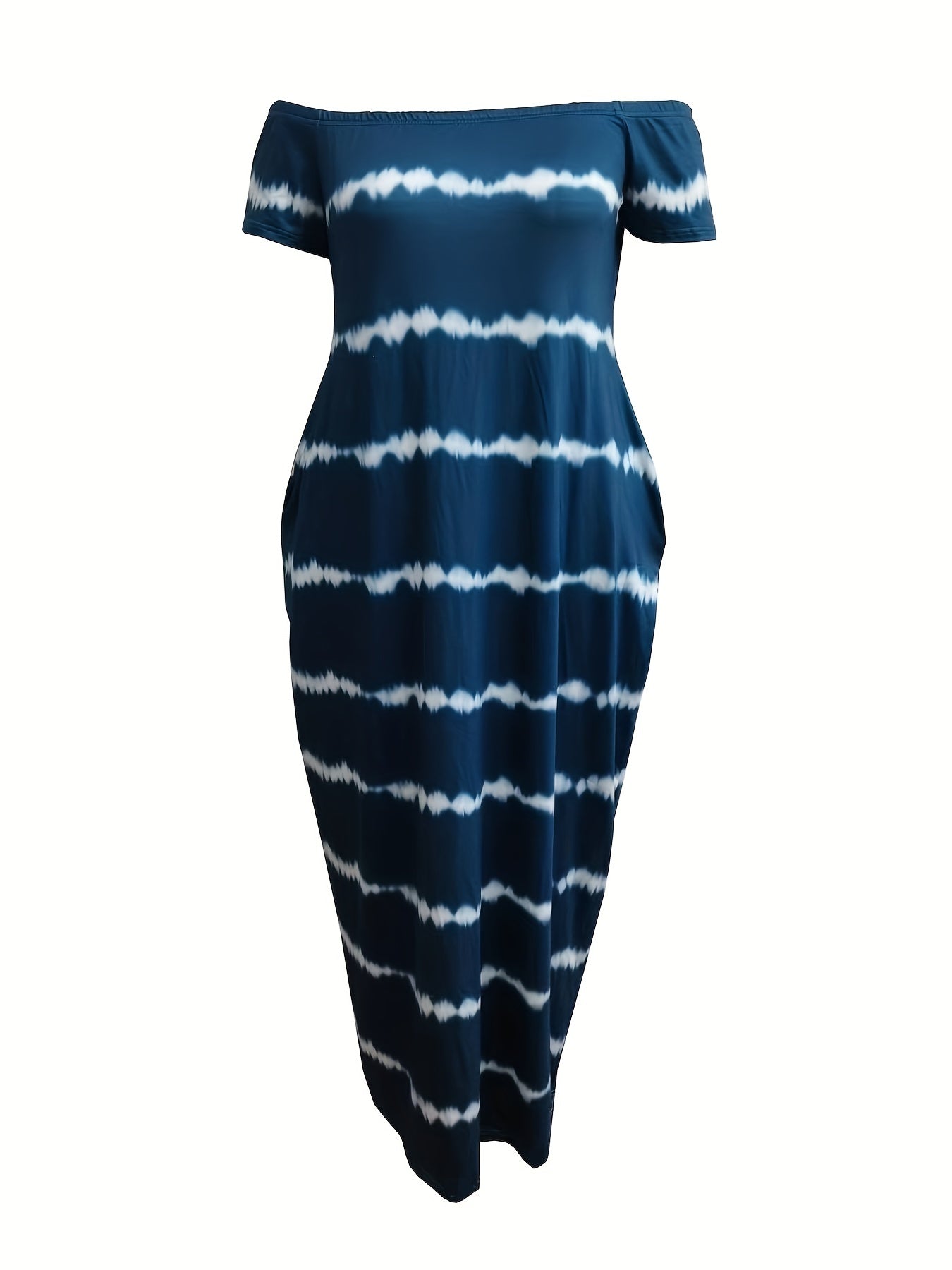 Tie Dye Stripe Off Shoulder Maxi Dress