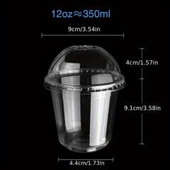 50 Disposable Plastic Cups & Lids for Drinks & Desserts Christmas Party